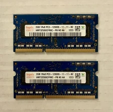 Hynix (2) SODIMM Sticks of 2GB DDR3 RAM (4GB total) PC3 12800