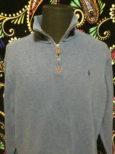 Polo Ralph Lauren XL Herren 1/4 Zip Pullover Blau Langarm Baumwolle Neu ohne Etikett - Bild 3 von 5