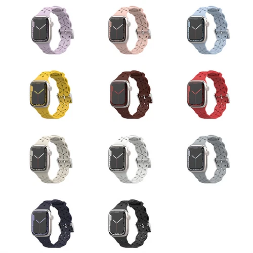 OFF WHITE NUOVO cinturino di ricambio in silicone pizzo per Apple iWatch 7 6 SE 5 4 3 2 1