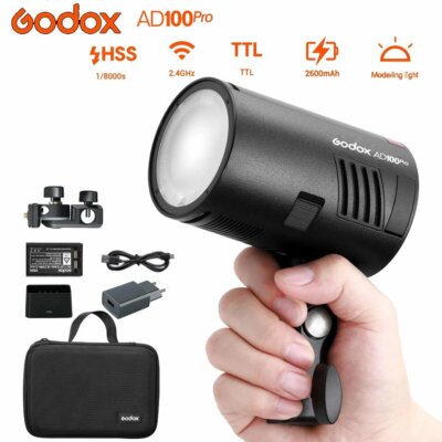 DE Godox AD100Pro 100W TTL HSS 1/8000s Blitz Studioblitz Taschenlicht mit Akku