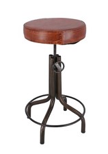 Tabouret En Style Industriel Avec Structure en Fer Et Siège En Faux Cuir Mar