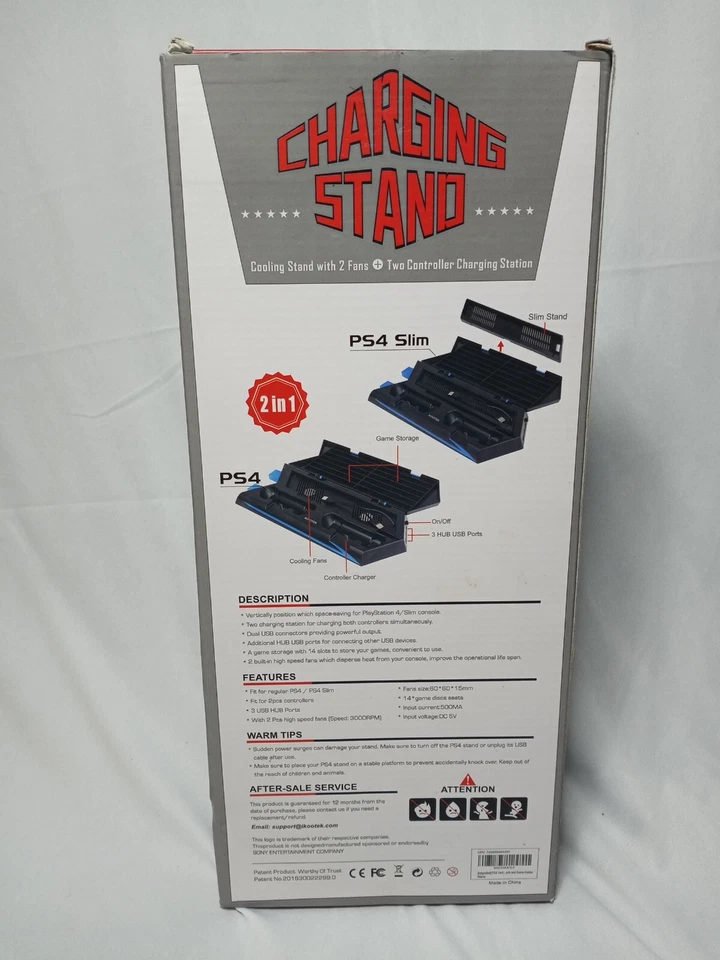 NEW/Kootek Vertical Stand for PS4 Slim with Cooling Fan - Controller Charging  - Image 2 of 3