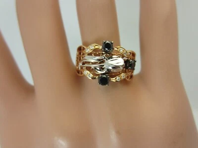Anillo Nuevo De Diamante Negro En Diseño De Tulipán De Oro Rosa Y Blanco 0.45 CT - Imagen 1 de 4