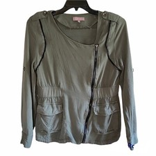 Harper Woman's Size Large L Utility Green Cinched Waist Fall Lightweight Jacket