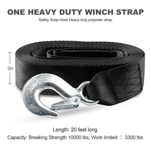 Heavy-Duty 3300 lbs Car Tow Rope Cable Towing Strap With Hooks For Emergency - Picture 5 of 10