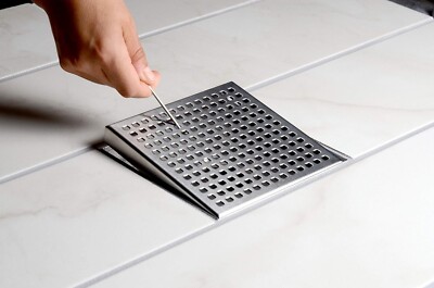 Designline 4 in. x 4 in. Stainless Steel Square Shower Drain with Square Pattern