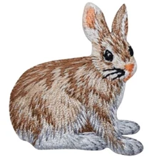 Hare Applique Patch - Bunny Rabbit Embroidered Badge 1-3/4" (Iron Or Sew On)