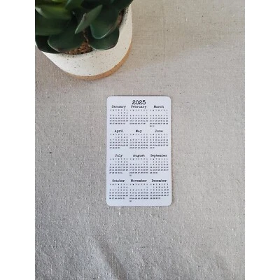 FIG TREE WORKS Small Year At A Glance Cardstock Calendar 3" x 5" | NOT A STICKER