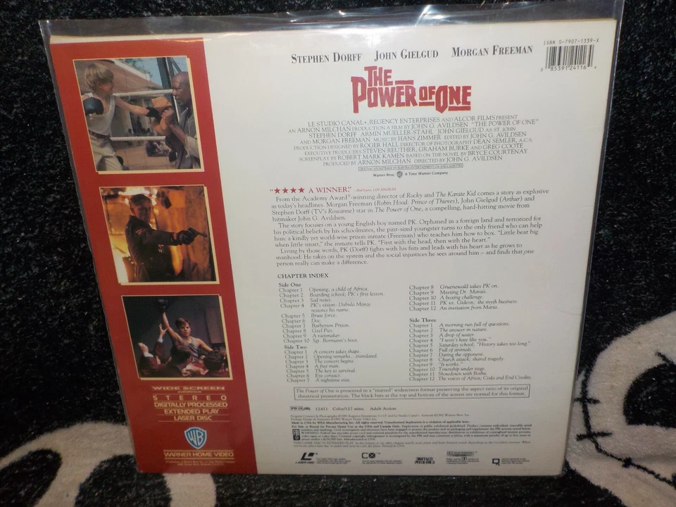 The Power of One Widescreen Laserdisc LD Morgan Freeman Free Ship $50 Foto 2 de 2