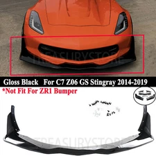 For Corvette C7 Z06 Stingray 2014-2019 ZR1 Style Gloss Front Bumper Lip Splitter