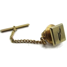 Stylized Leaf Etch Vintage Men's Tie Pin Tack Gold Tone Jewelry