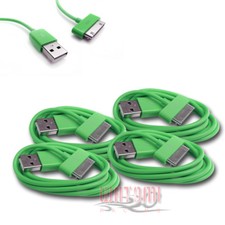 4X 10FT 30PIN USB DATA POWER CHARGER GREEN CABLE IPHONE 4S 4 3GS IPOD NANO IPAD