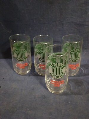 4 Sinclair Gasoline ''Through The Years'' Advertising Tumblers 1920,Petrol,Automob
