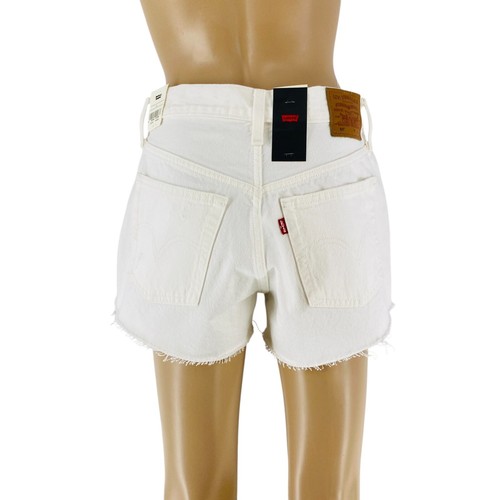Levi's Premium 501 Women's White High Rise Regular Fit Ripped Denim Shorts W27 - Picture 2 of 16