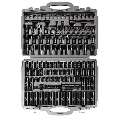 119 Piece Impact Socket Set, 1/2''3/8'' Drive,Deep/Shallow,SAE/Metric,6 Point