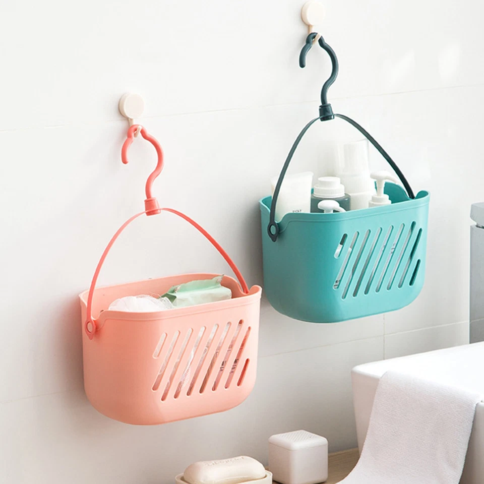 Plastic Storage Basket with Handle Portable Shower small with rope hook 8*5*5in - Image 3 of 4