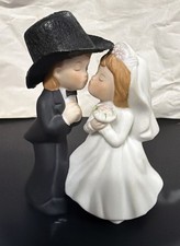 VTG Lefton Porcelain Bride  Groom Wedding Figurine 1st Kiss Cake Topper 03567