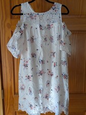 LOFT Women's Size L Floral Eyelet Lace Lined Cold-Shoulder Shift Dress (NWT/Dmg)