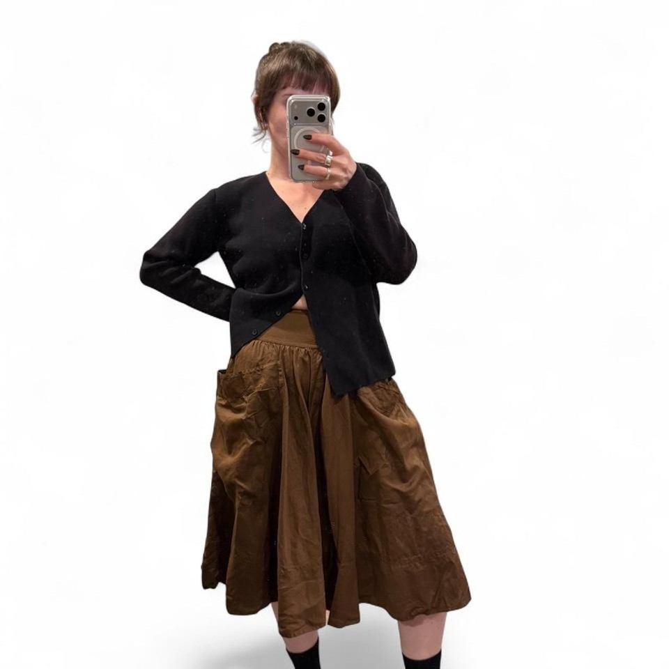 Vintage Y2K DKNY Brown Cargo Midi Skirt