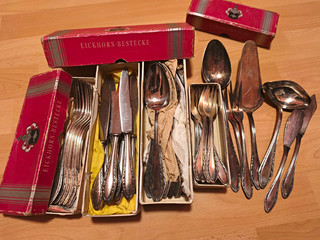 Eickhorn versilbertes Besteck Konvolut/Set mit Originalschachteln