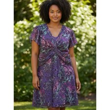 Adrianna Papell Purple Floral Midi Dress Size 22 W. Plus Size, wedding