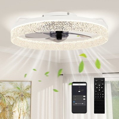 HOMCOM Deckenventilatoren mit Beleuchtung und Fernbedienung & App-Steuerung für Schlafzimmer, weiß