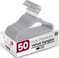 Kids Velvet Hangers 50 Pack   11 Inch Non-Slip Baby Hangers for Baby and Todd...