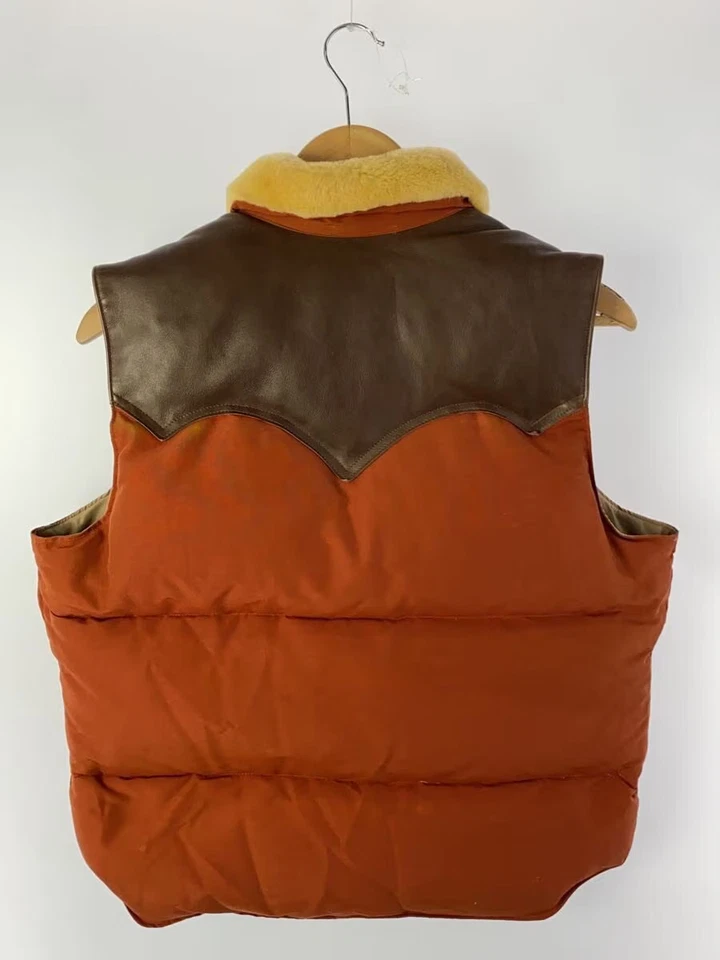 Colete SUGAR CANE LEATHER YOKE DOWN Marrom M Usado - Imagem 2 de 4