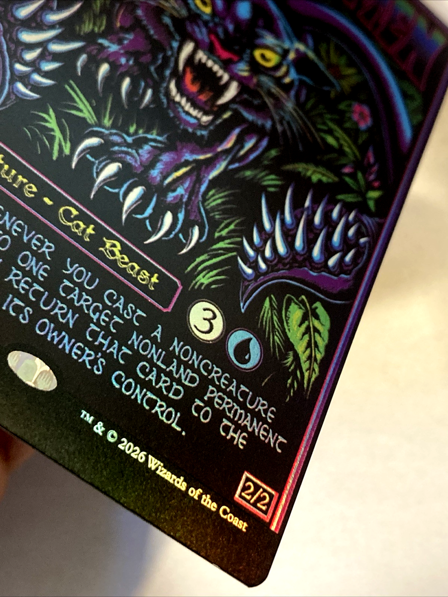 MTG Displacer Kitten (Foil) Secret Lair D&D: Black Lights & Dark