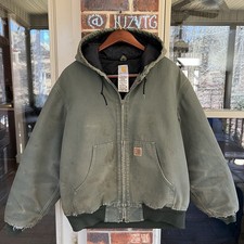 Vintage Y2K Carhartt Active Jacket J280 MOS LARGE Workwear Distressed Green Fade