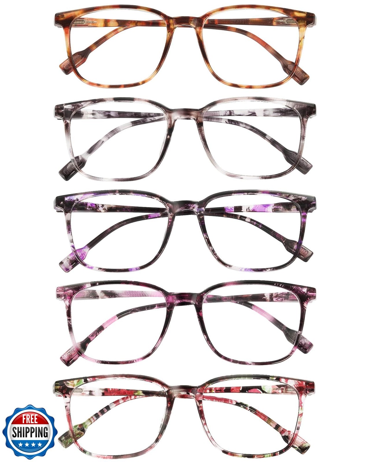 JOLISU 5-Pack Slim Blue Light Blocking Glasses - Lightweight Classic Frames