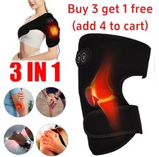 Electric Heated Shoulder Massager Joint Brace Support w/ Vibration Relief Pain