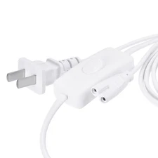 T5 T8 LED Tube Power Extension Cable with Switch 2 Pin 3Meter Length White 2Pcs