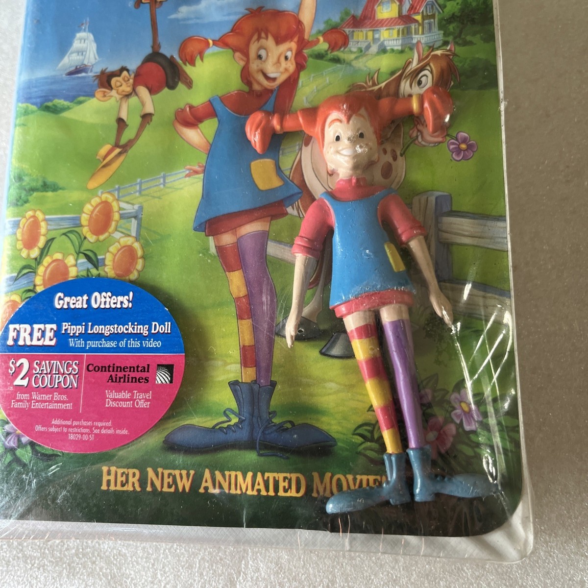 Pippi Longstocking (VHS + Promotional Doll Figurine, 1997) NEW