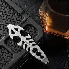 Titanium Alloy EDC Multi-Tool Fishbone Shape Bottle Opener Wrench Pry Bar