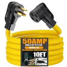 10FT NEMA 6-50P to 14-50R EV Charger Adapter Extension Cord 50 Amp Welder to ...