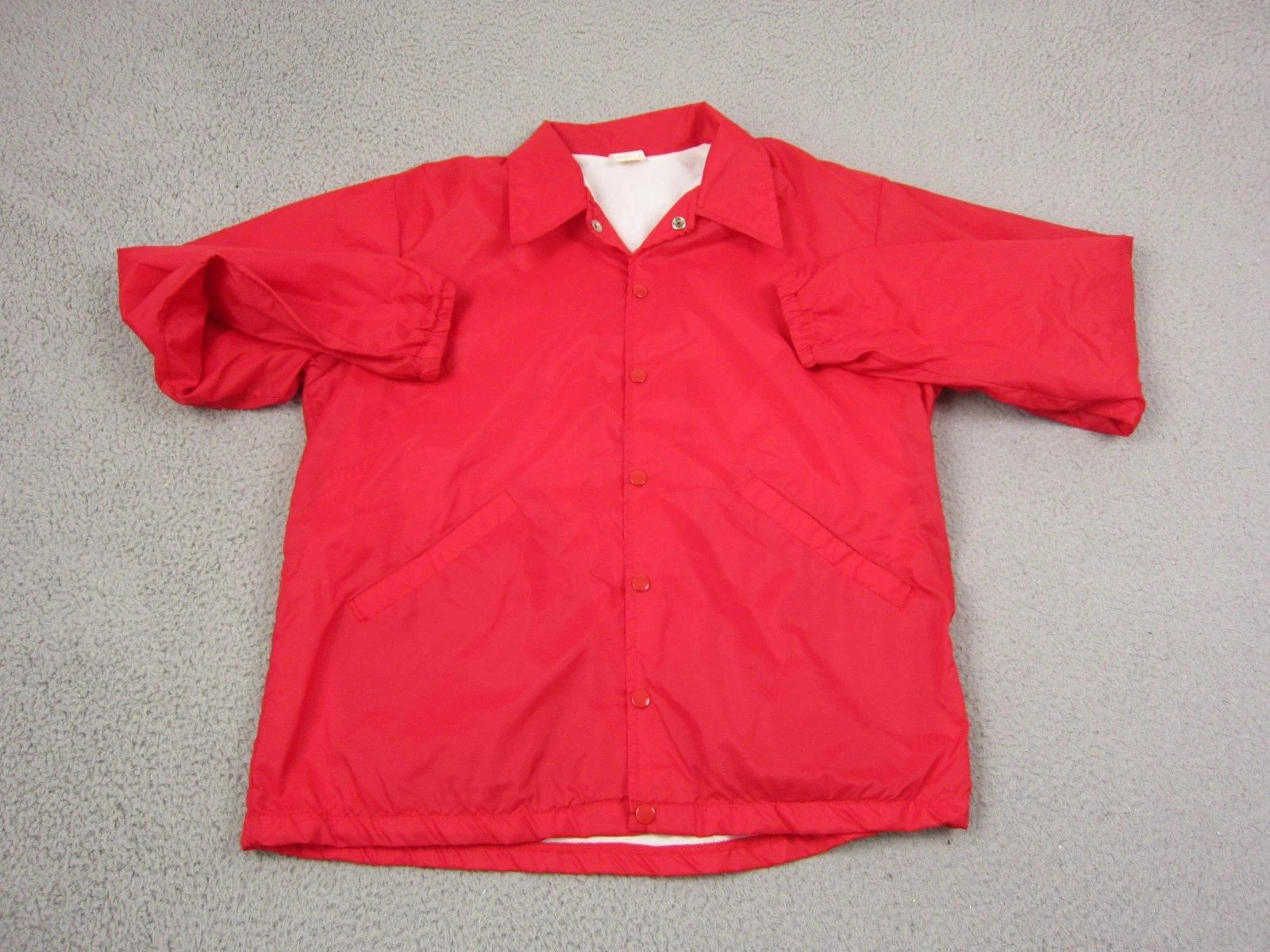 Giacca a vento vintage Powers Coach uomo grande L rossa bottoni a pressione made in USA