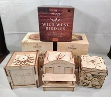 3X INSCAPE Pharaoh's Secret, Da Vinci's Marvel & Wild West Riddles Puzzle Boxes