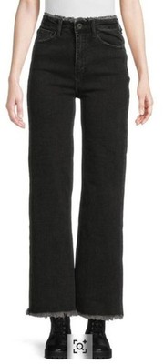 Etienne Marcel Wide Leg Fray Jeans Size 26 Black Stretchy NWT $276