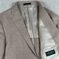 Lauren Ralph Lauren Mens 41R Beige Two Button 100 Linen Blazer Sport Coat