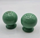 Fiesta Light Green Salt and Pepper Shakers Round No Stops Fiestaware Vintage USA