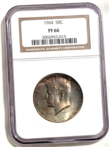 1964 NGC PF66 Toned Kennedy Proof Silver Half Dollar Orange Brown Toning
