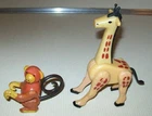 Vintage Fisher Price Little People Circus Train Accessories Giraffe & Monkey