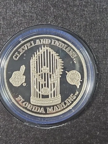 1997 Cleveland Indians Florida Marlins  silver medal - 1 oz (0.999) PROOF - COA