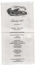 Menu na jedwabiu Sylwester 1957 Jacobs Restauracja Hamburg