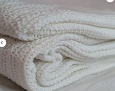 100 Cotton Woven Blanket   Breathable  Lightweight   White