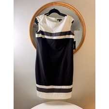 Lauren Ralph Lauren Dress Women 14 Black New Colorblock Sheath Sleeveless