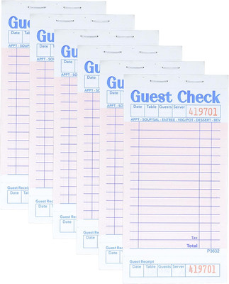 Guest Checks Server, Note Pads, Check Pads, w/ Bottom Receipt, Waitress Notepad