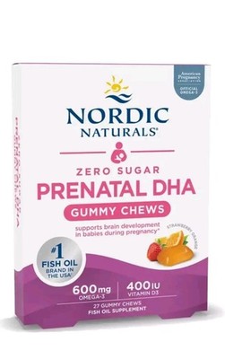 Nordic Naturals ~ Zero Sugar Prenatal DHA Strawberry Orange 27 Gummy Chews #410