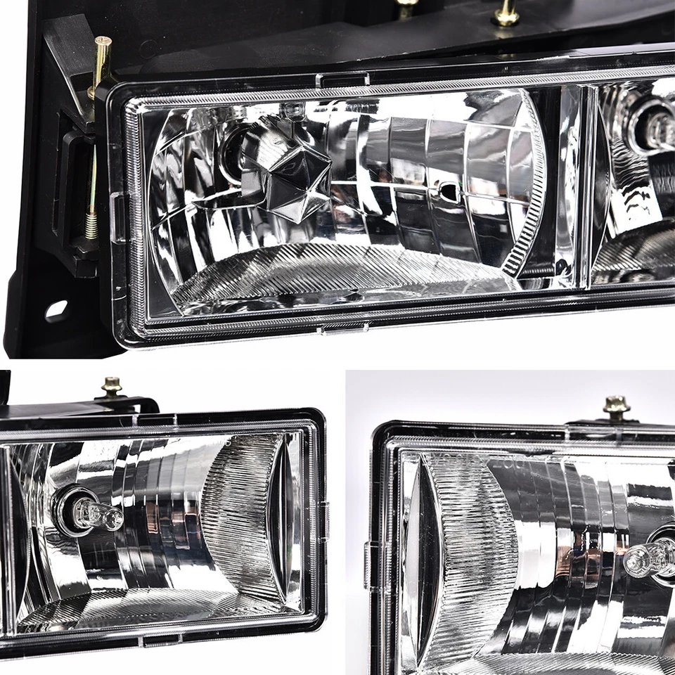 2X Front Chrome Headlights HeadLamps Fit For 1994-1998 GMC C1500/C2500/C3500 Foto 4 de 4